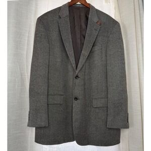Vintage Oscar De La Renta Lambswool Blazer Sport Coat Suede Elbow Patch Gray 48L